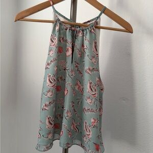Forever 21 Mint Floral Halter Cami with Pink Accents